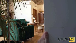 Cuck4k. sexy babe's cuckold spouse is filming her leaping on a stranger's cock