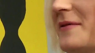 My lover a slutty girlfriend with light hair enjoys screaming with pleasure as she fucks and gives blowjob