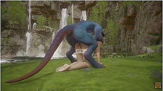 Wild Life Cute Asian Girl With Lizardman