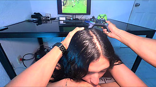 He wouldn't let me play video games, so I made him cum by giving him a blowjob