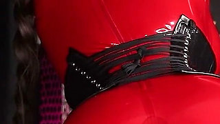 Cristal Kinky Red Rubber Doll Milkingtable Blowjob and Handjob
