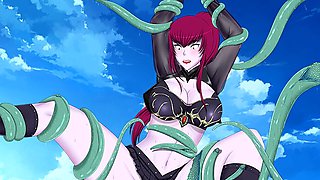 A monster with multiple cocks has a wild time with a gorgeous lady's pussy, ass, and mouth