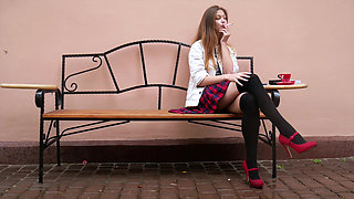 Wild Russian Babe Smoking Cigarette Nature Vibes