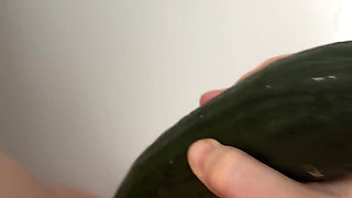 Cucumber Is Too Big for My Pussy