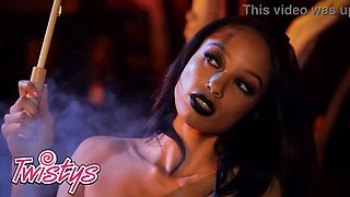 Twistys - Alexis Tae gets naughty as a passionate witch, teasing and pleasing herself with candle paraffin wax