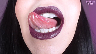 Wanker, Inhale My Divine Smoke - Close-up of My Mouth and Dark Purple Lipstick