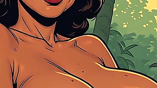 Topless Jungle Women Retro Style Art