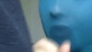 Blue pantyhose mask blow 2