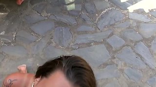 Naked Babes Suck Dick and Wash Jeep - Outdoor Blowjob Gangbang with Wendy Moon