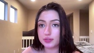 Big tits latina fucks her face with her dildo