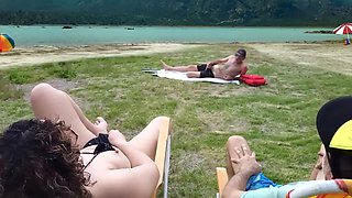 Voyeur se masturba en la playa mientras me toco