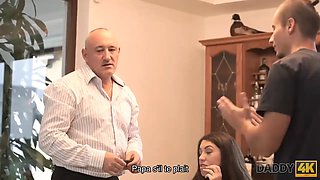 Daddy4k. fellow leaves for a rail in the car, so his girl pounds his step dad