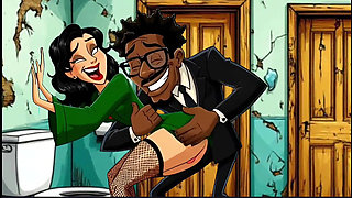 Slut Wife Fucked in Dirty Public Toilet. Cartoon