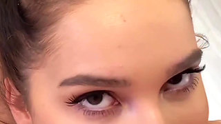 BIG DICK FOR DESSERT - Big Tits Brunette Stoped by for Juicy Blowjob And Tit Fuck after Gym in POV