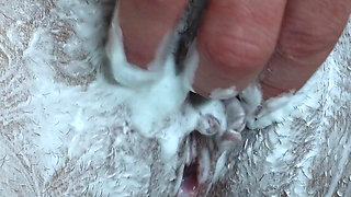 Shaving a Landing Strip! Intimate Pussy Trimming! Hairy Pussy Close-up!