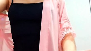Striptease and JOI in English by Tattooed Teen on Webcam