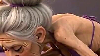 Extremely Skinny Old Woman Licks a Skinny Young Woman's Pussy