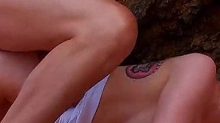 Blonde skinny teen Sofia banged by stepdad on the beach