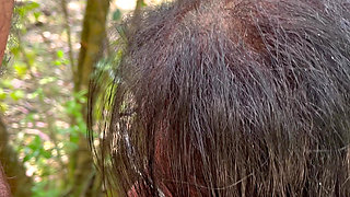 French Milg Gives Outdoor Blowjob with Cum in Mouth