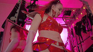 Mistress Eva Latex Fetish Domina Femdom Goddess Gold Boots Big Ass BDSM Solo