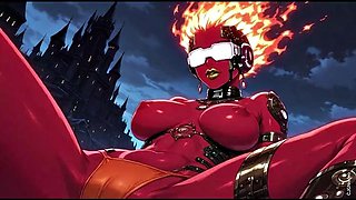Fire element demon sexy pose Ai animation