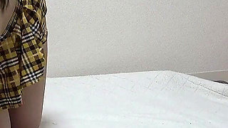 Girls Only Apartment in Japan, Mini Skirt, Student Uniform, Thong, Busty Student Spill Out Tits and Wedgie Panties Room Cleaning