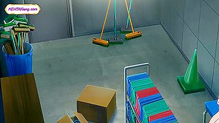 Hentai step beauty sits deep for fast bare bounce on bench