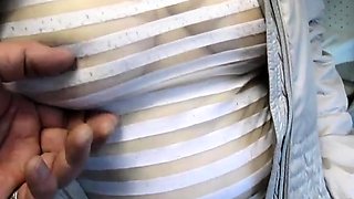 Groping Breasts in a Sheer Blouse in Public Market