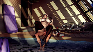 Emerald Riding Stepson's Dick in the Pool