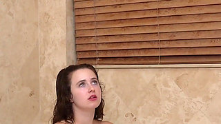 Petite Little Stepsister Alana Rose Caught Her Big Bro Watching Her Shower