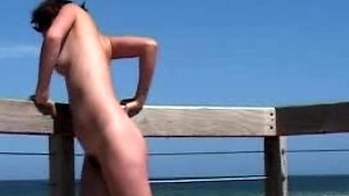 Sweet brunette solo masturbation in a car