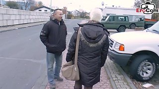 German mature persuaded to have sex on the street
