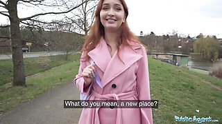 She lifts the polo skirt by the car and shows small tits in a POV flash