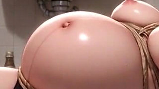Pregnant Woman Smoking in Filthy Bathroom Bondage - Wet Pussy Desperation