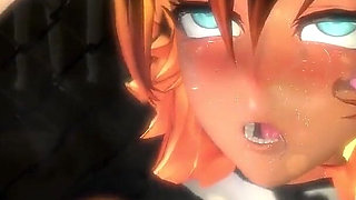 Anime Cow Girl Pounded Hard Against the Cage