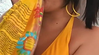 Play and Tease Yellow Beachball at Pool Party - Bunny Looner