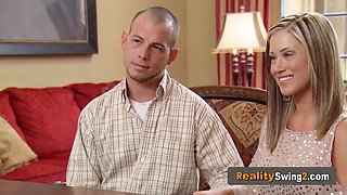 Party with swingers get too horny when a couple start fucking in front of other couples to turnem
