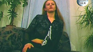 Blonde Slut Stretches Pussy Wide with Huge Bottle Insertion