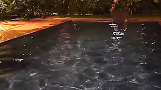 Hot Wife Risking Fucking in Public Pool at Night
