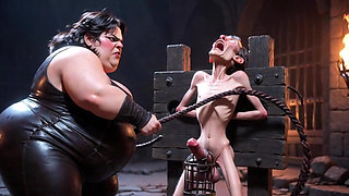 CBT Humiliation - BBW Mistress Whipping Locked Slave Cock