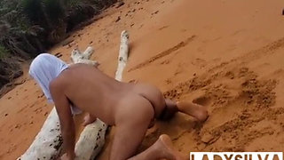 Ladysilva naked on the beach with a lot of horny ass