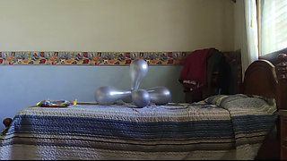 Playing and Popping a Mass of Silver Balloons While Playing with Myself