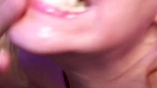 Blonde Bimbo Sucks Dick and Takes a Facial