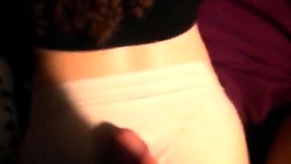 Cum on her panties - amateur CFNM fun