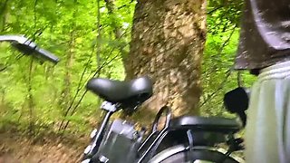 Cutie's bike broke down in the woods, so she paid me with wild outdoor doggystyle and swallowed every drop