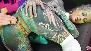 Two Hot Girls in Latex and High Heels Using Big Metal Toy Together, Atp, Anal Gapes, Lesbian