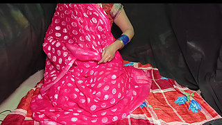 The Stepmother Looked Hot in a Pink Saree She and Anand Engaged in Sex in Various Positions Standing up, Lying Desi Hot Sexy