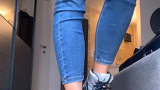 Perfect blond making solo masturbation