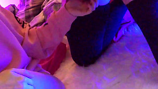 Femboy jerk off in front of girl