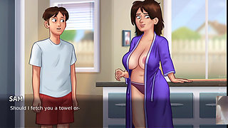 MILF STEP-MOM WAS SURPRISED! I FUCK HER IN THE KITCHEN WHILE STEPSIS IS THERE.